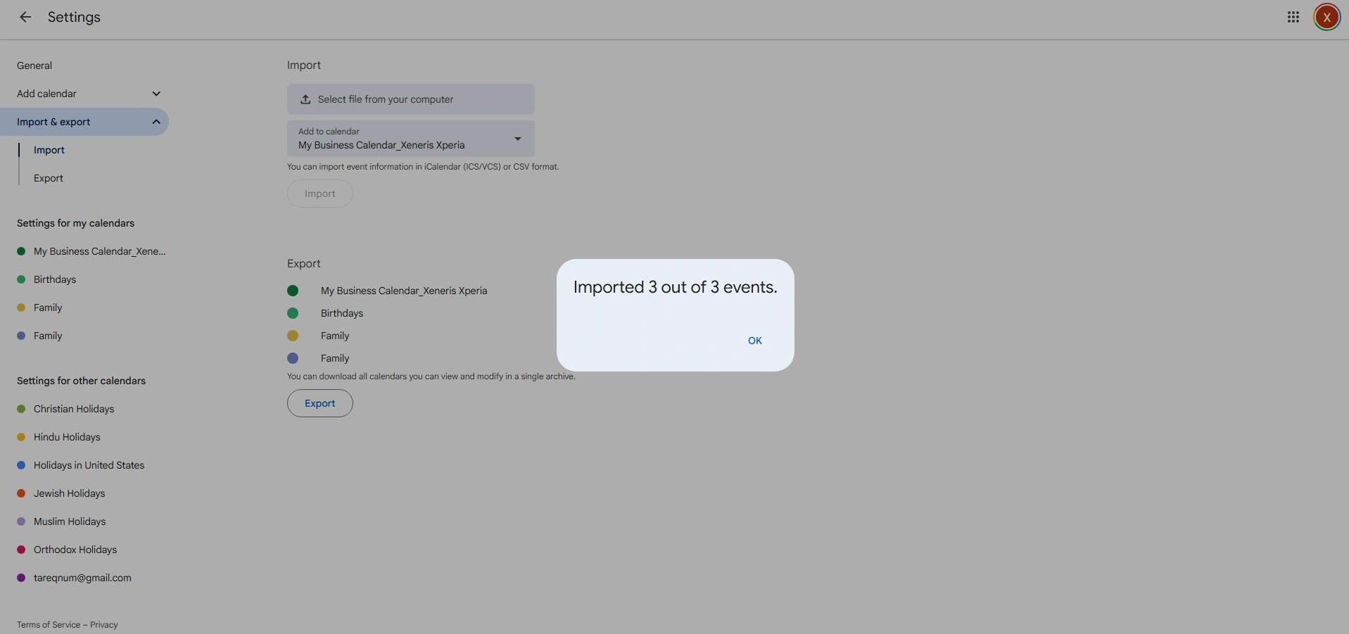 Import to Google Calendar 5